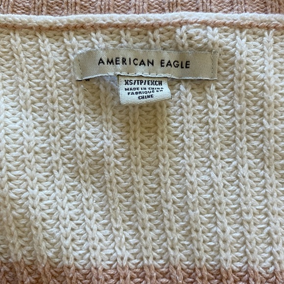 AE women’s crop striped sweater size S, blush pink and ivory - Picture 6 of 7